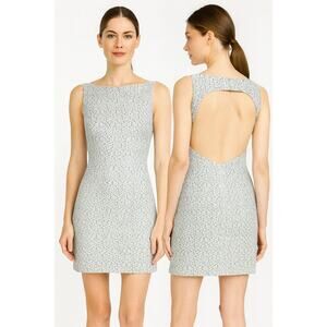 Alice + Olivia Tweed Mini Dress Black White Open Back Size 2